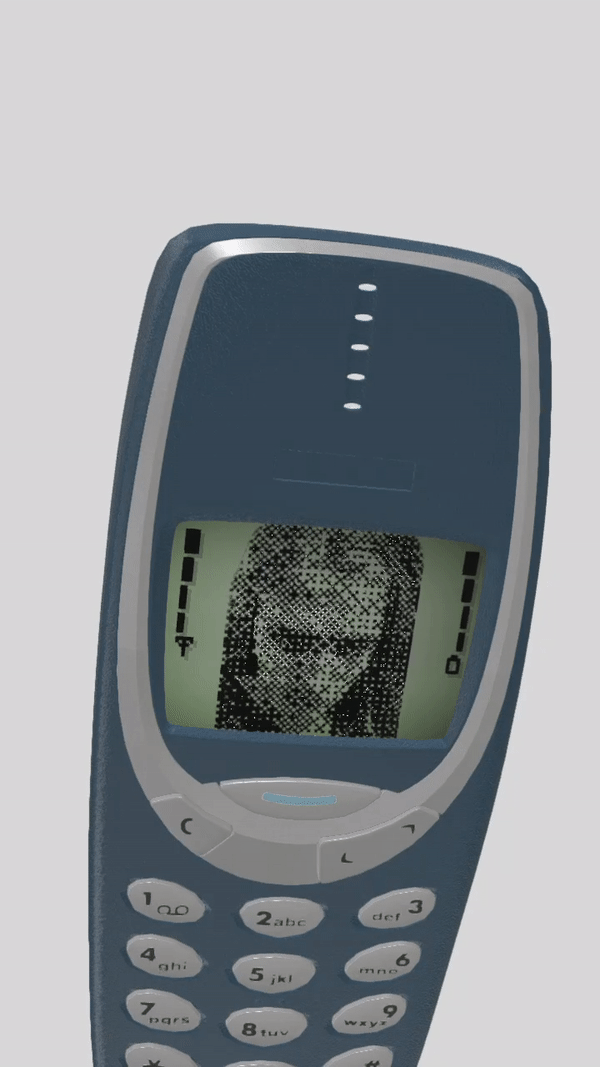 Author (La) in an animated old nokia phone looking cute.