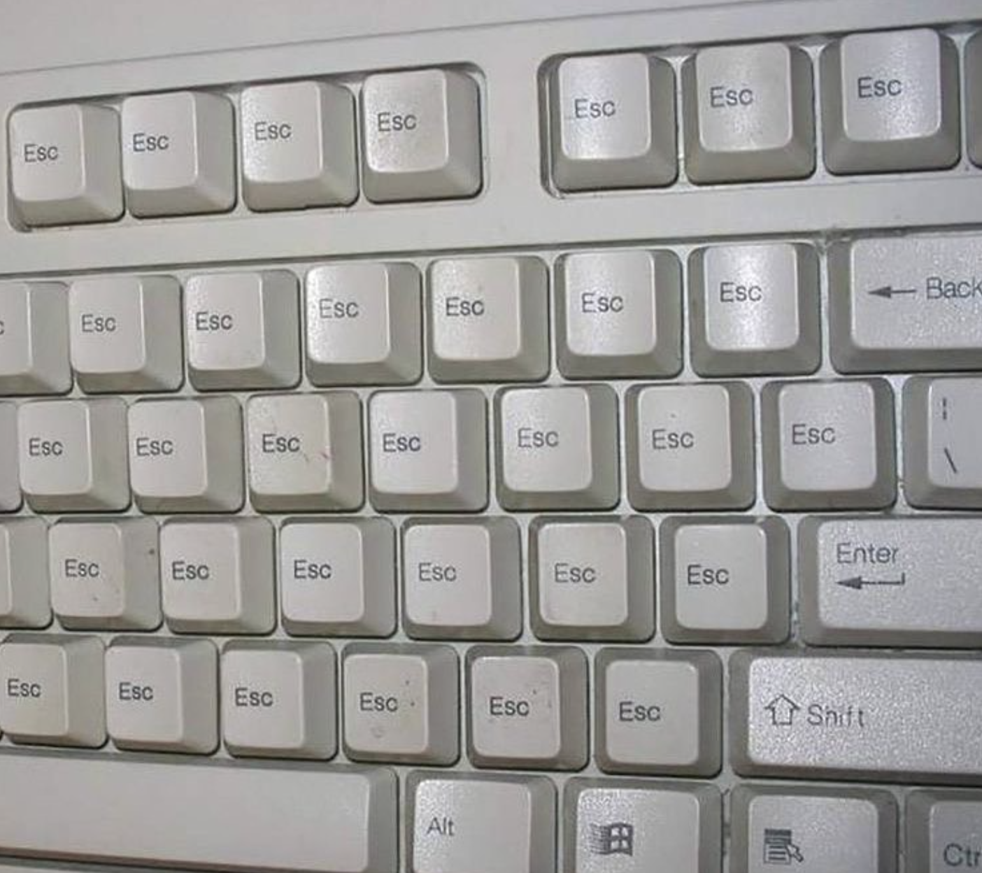 Analog computer keyboard where all keys are replaced by the Esc key.