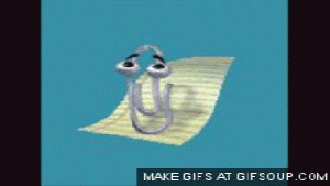 Gif of Clippy, the old Microsoft Word web assistant/helper.